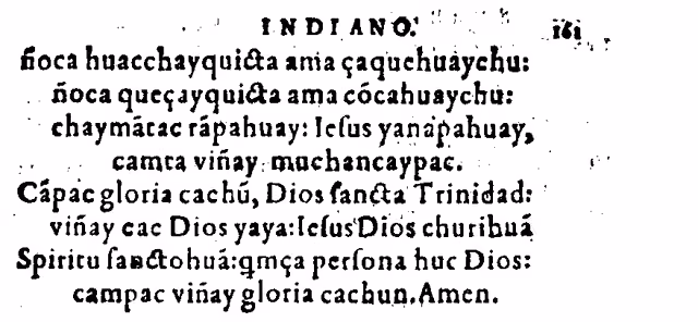 Capac eterno Dios: Quechua song from the Symbolo Catholico Indiano (Oré, 1598)