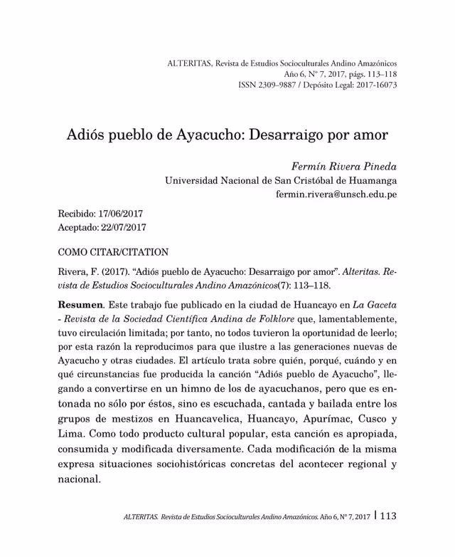 Goodbye, town of Ayacucho (Andean Folklore and Music)
