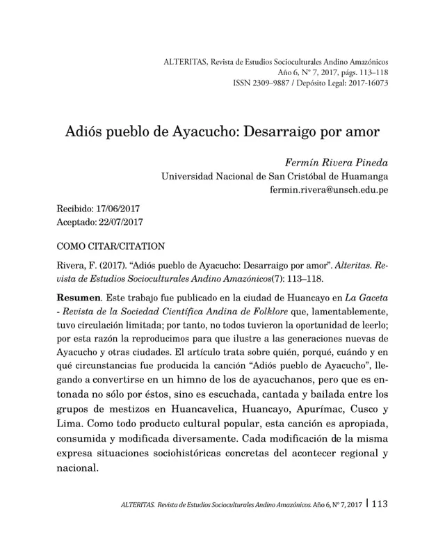 Adiós pueblo de Ayacucho (Folklore Andina y Música)