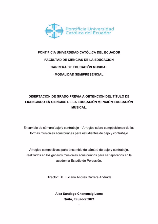 Bass and double bass chamber ensemble with arrangements of Ecuadorian musical forms