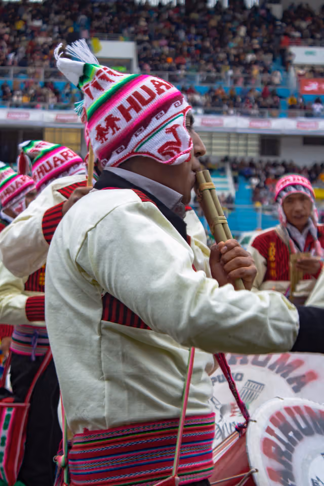 Sikuri musicians of Puno at the festivity