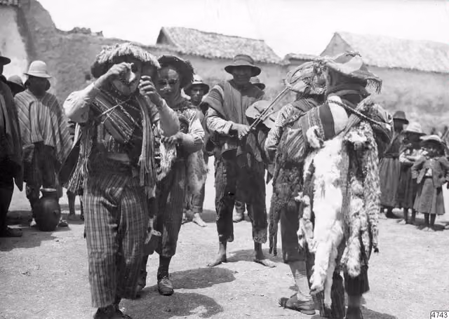 Christian Quichua Indians at a gathering in the Peruvian highlands