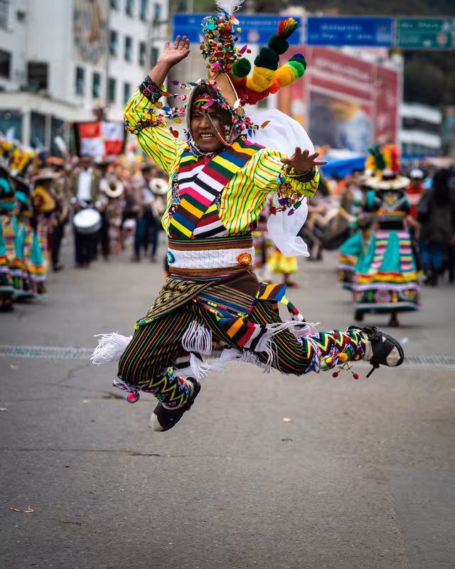 Cheerful tinku dancer