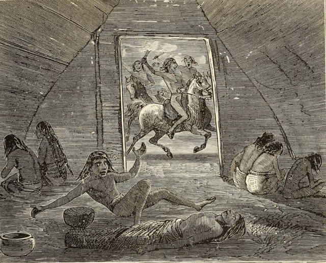 Mapuche medicine (engraving, c. 1871)