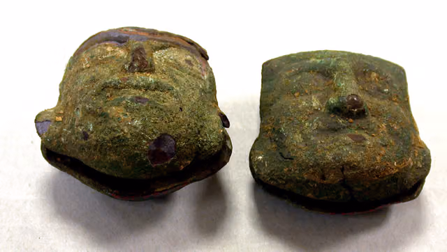 Face rattle, Moche, view b (c. 1st–8th century A.D.)
