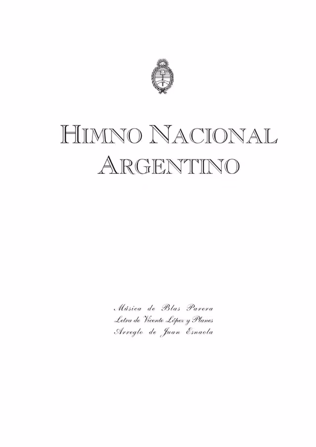 Himno Nacional Argentino (partitura para canto y piano) — Página 1