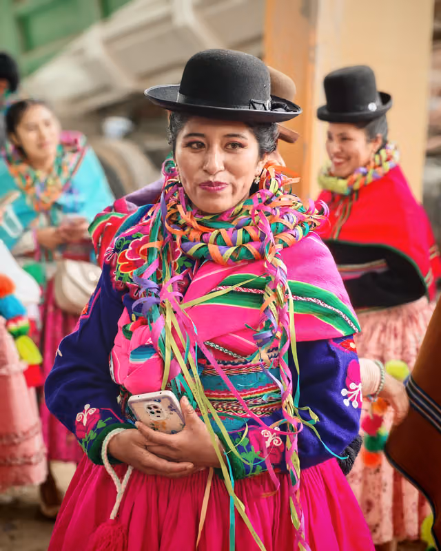 Woman from Ácora in traditional dress on Carnival Monday