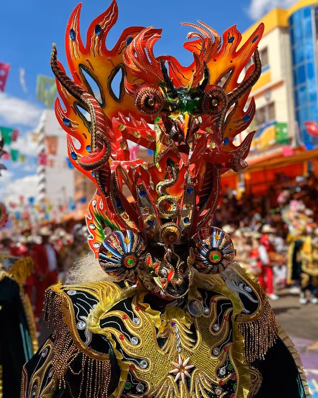 Diablada mask at the Oruro Carnival