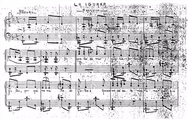 Sheet music of the amorfino La Iguana — Page 1