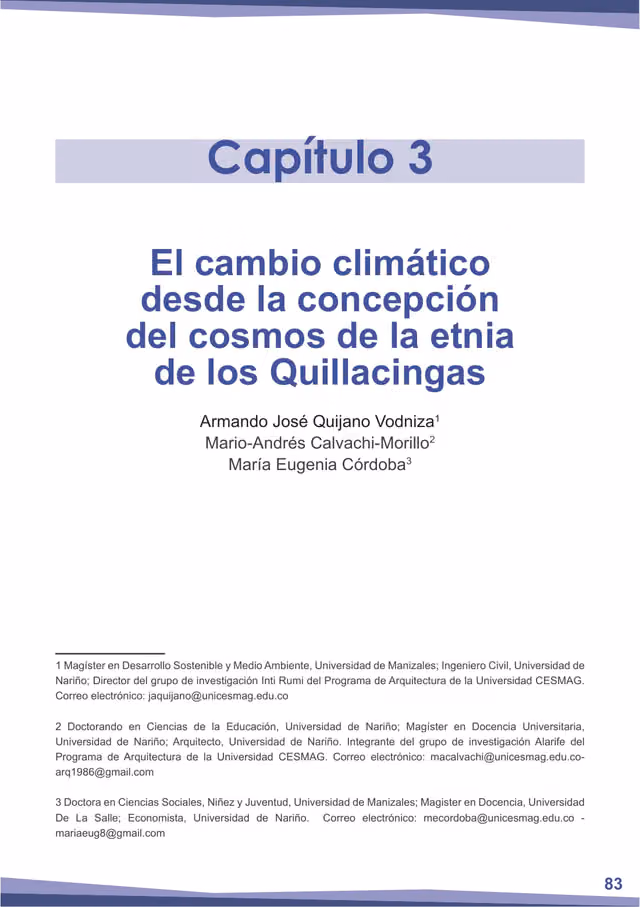 Climate change and the cosmos of the Quillacinga people