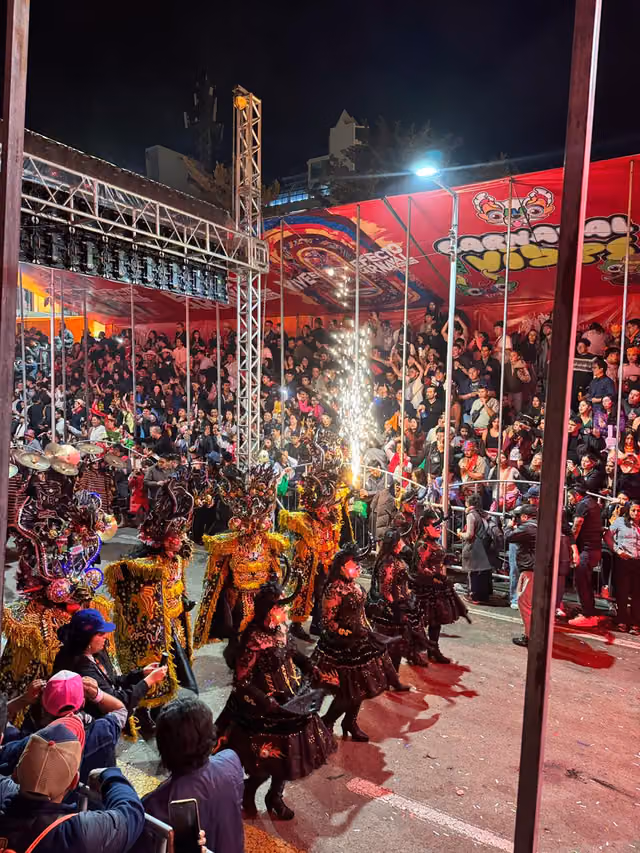 Dancers at the night carnival in Oruro