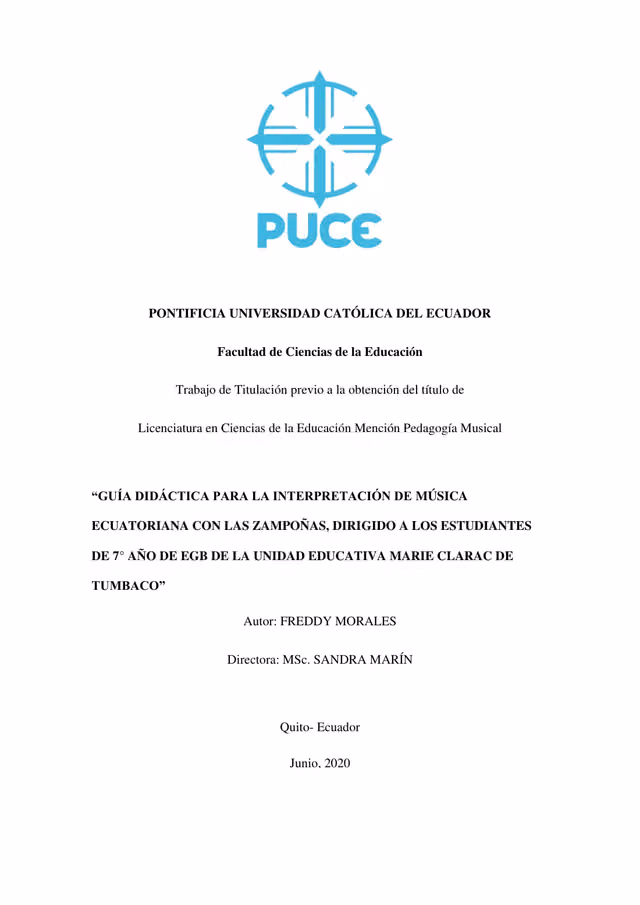 Teaching guide for playing Ecuadorian music on zampoñas
