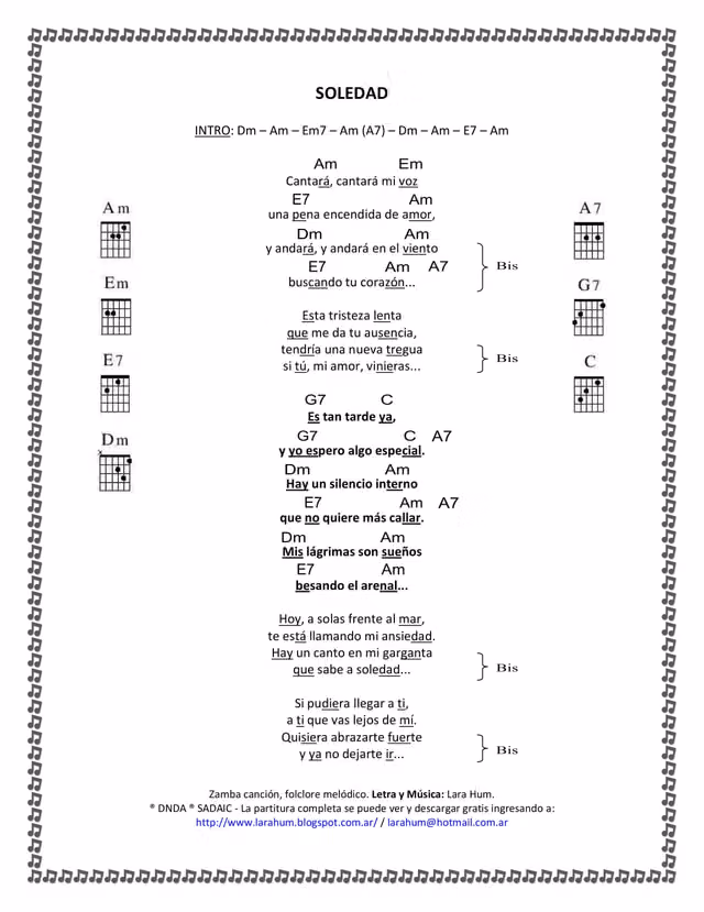 Soledad (zamba lyrics) — Page 1