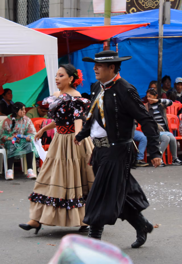 Chacarera dancing couple at the Jisk'a Anata (La Paz)