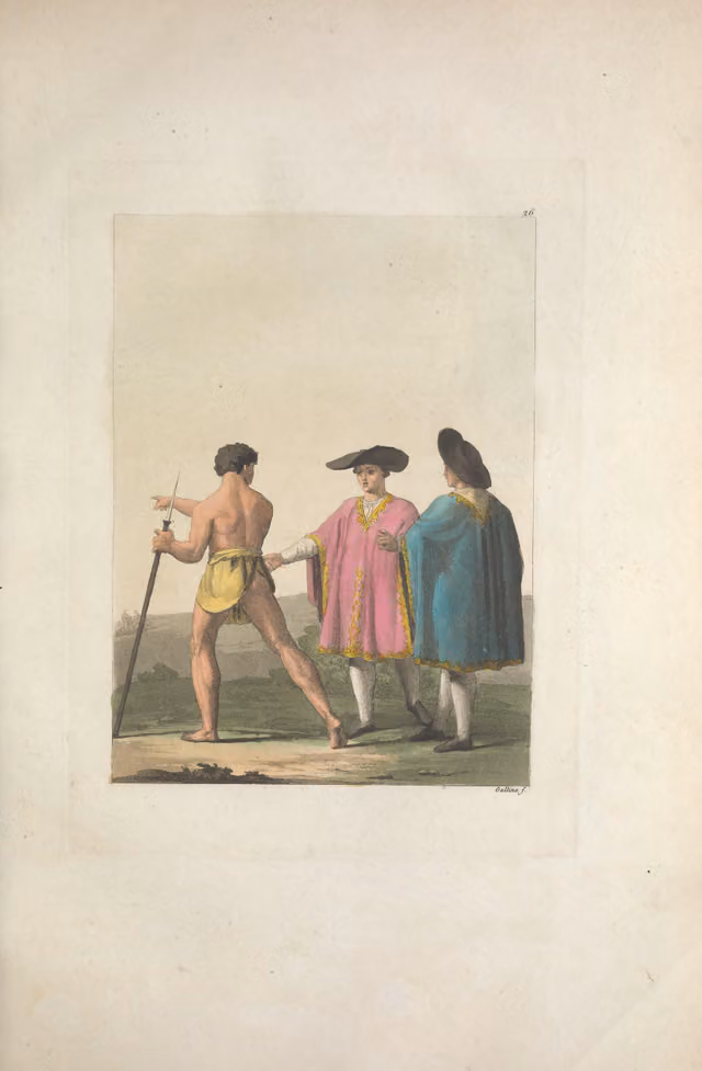 Juego de los porotos, Chile (grabado de 1816)