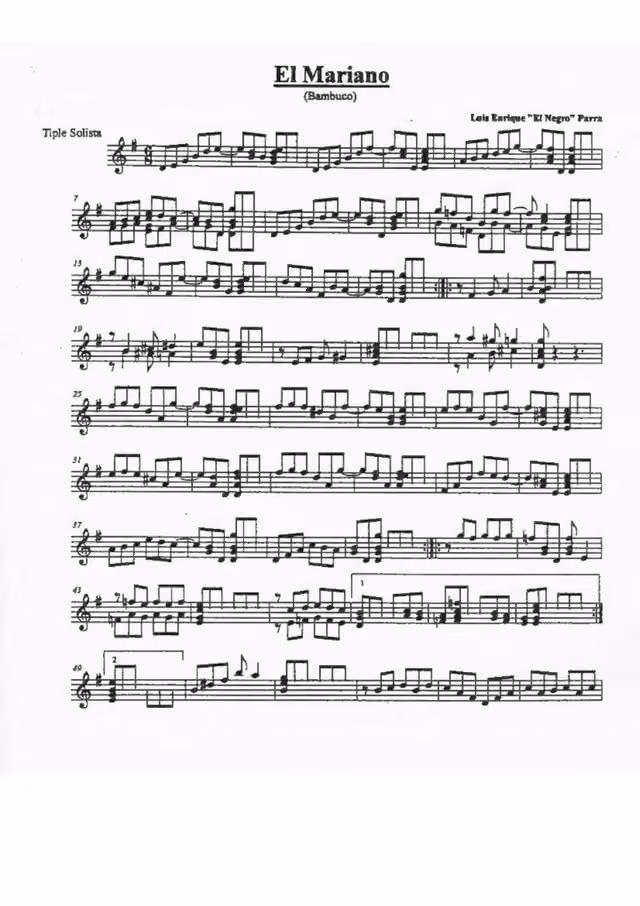 El Mariano, tiple score by Luis Enrique Parra