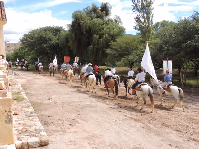 Mounted alfereces at the patron saint festival of Molinos (Salta)