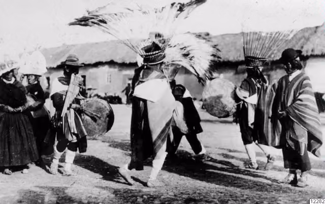 Indian dancers on the high plain, Bolivia (1927)