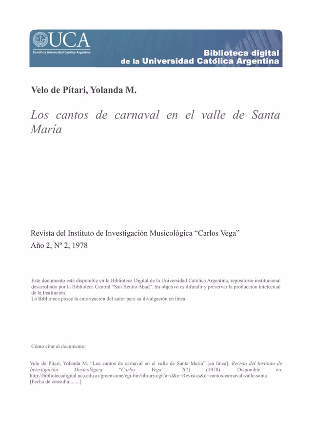 Carnival songs in the Santa María valley