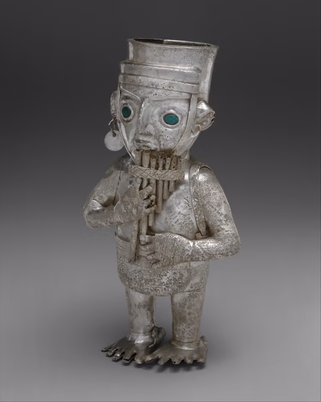 Vasija en forma de tocador de zampoña (chimú, c. 1350–1470)