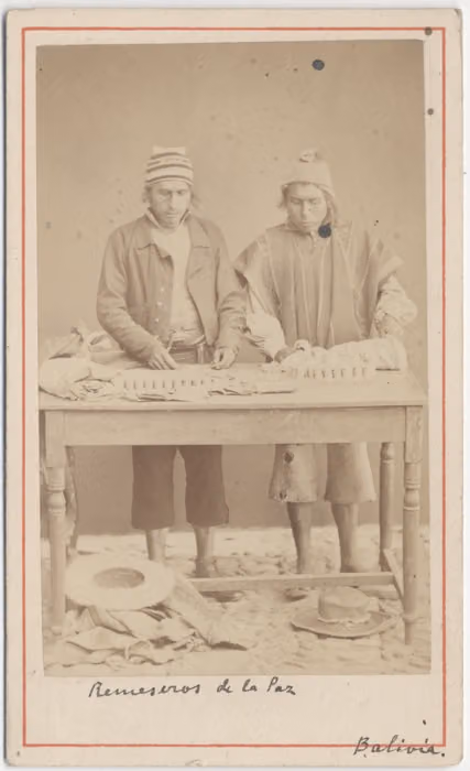 Money couriers (remeseros) of La Paz, Bolivia, 1876