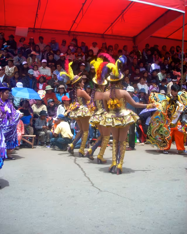 China morena dancers in the morenada, Candelaria festival in Puno