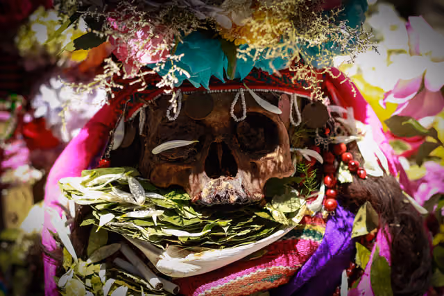 Skull carried during the ñatitas festival