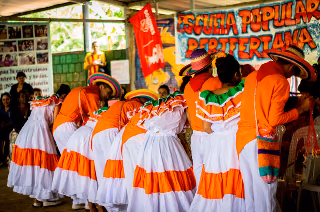Mixed dance of children for peace