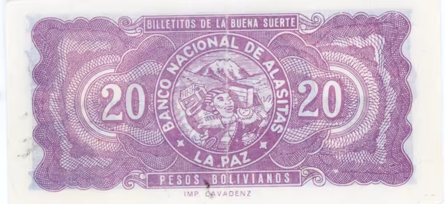 Alasitas 20-boliviano banknote