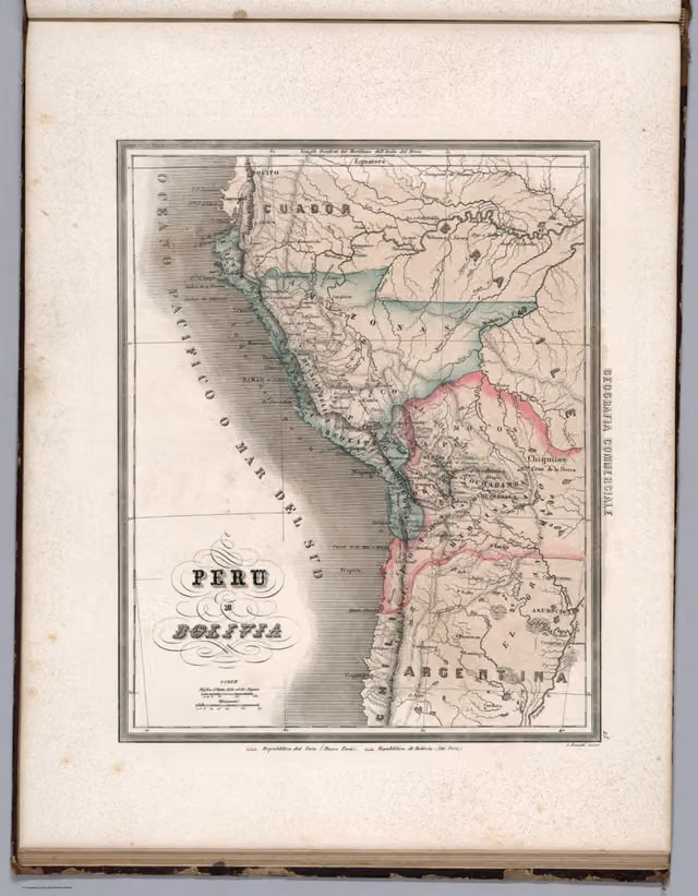 Peru and Bolivia (Marmocchi map plate, 1858)