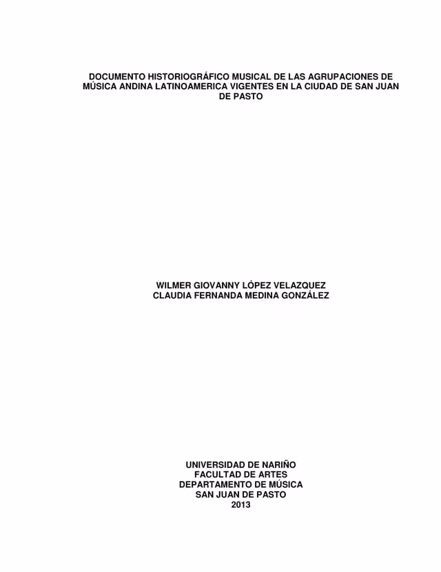 Historiographic study of Latin American Andean music groups in San Juan de Pasto