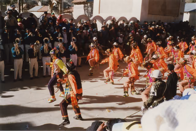 Qaqachaka 0205: tinku dancers of the Rangers barracks in Challapata