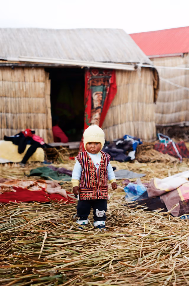 Aymara child on the Titicaca floating islands