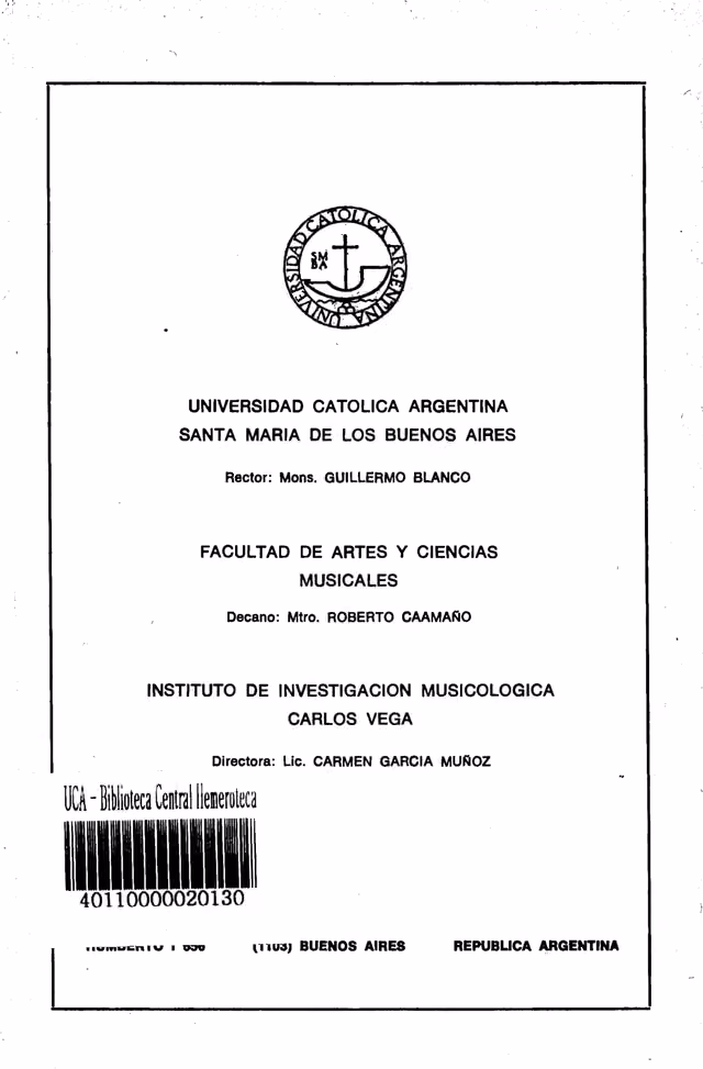 Revista Carlos Vega, Nº 6 (1985)