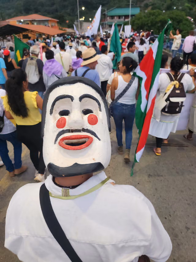 Chiquitano dance and masks at the FOSPA march (2024)