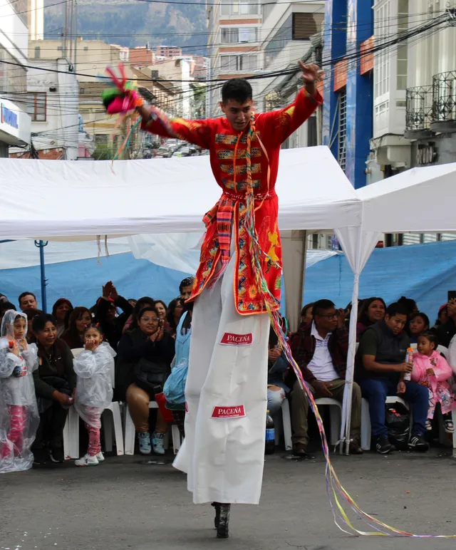 Tinku on stilts at the Jisk'a Anata