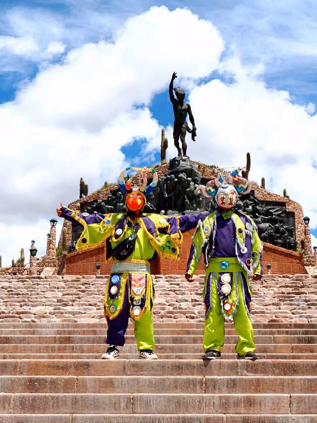 Costumed people at the Humahuaca carnival (2026)