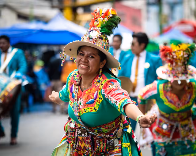 Smiling tinku dancer