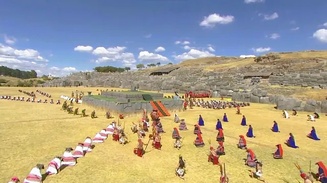 Aerial view of the Inti Raymi ceremony in Cusco, Peru