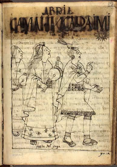 Abril, la fiesta del Inka (Guaman Poma, p. 244)
