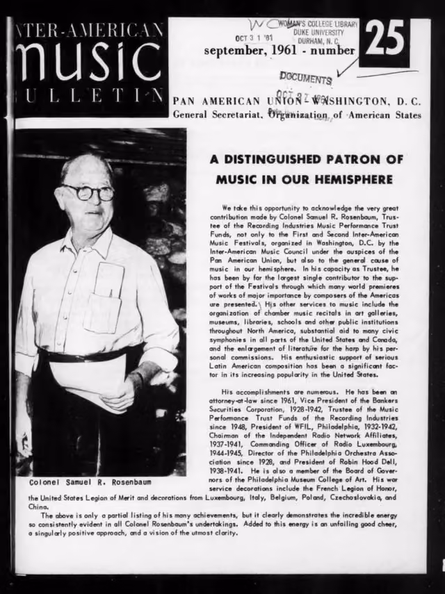 Inter-American Music Bulletin 1961-09: Iss 25