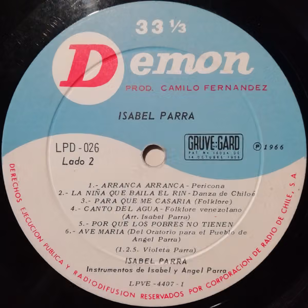 Isabel Parra: carátula de álbum (años 60)