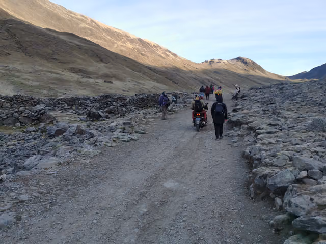 Pilgrims of the Lord of Qoylluriti on motorcycles