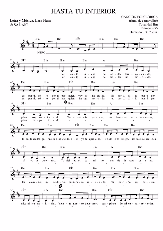 Hasta tu interior (score) — Page 1