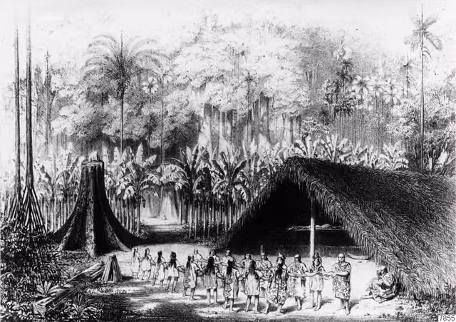 Bailarines yuracarés, dibujo de Alcide d'Orbigny